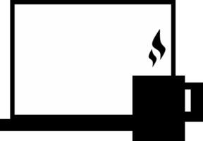 Laptop with Coffee Mug. Remote Work Icon. A flat black icons related to remote work, online communication, productivity, and digital workspace. Perfect for apps, websites, infographics, and present. vector