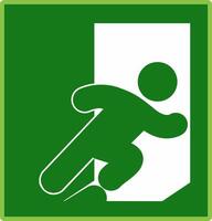 Emergency Exit Sign. Green Safety Running Man Icon. Standard safety symbol used globally to indicate safe evacuation. vector