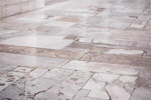 Marble pavement surface with unique stone patterns and textures photo
