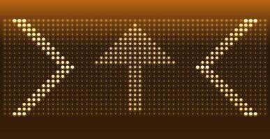 Directional LED display with arrows indicating movement and guidance in a dimly lit environment. vector