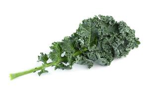 Fresh green leaves of Kale leaves isolated on a white background. photo