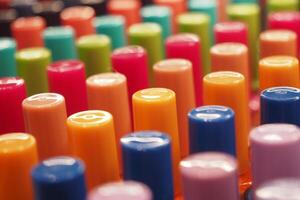 Colorful array of nail polish bottles in a beauty store display photo