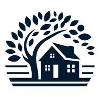 A house with a tree and a tree logo vector