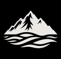 A mountain illustration with waves and water on it vector