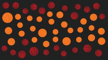 Seamless Pattern of Red and Orange Basketball Balls on Black Background vector