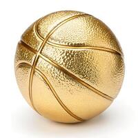 Luxury golden basketball ball with shiny metallic surface isolated on white background photo