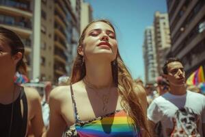 Marchers at the gay pride parade in the city. photo
