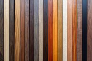 Multicolored wooden panels arranged vertically. photo