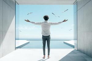 Concept of success, freedom, happiness. photo