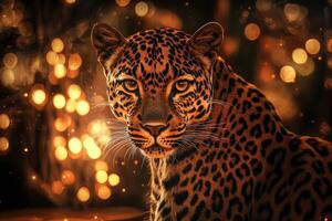 Wild african leopard in zoo. photo