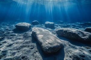 Stones in the sea under water. photo