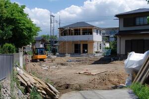 Construction site. Rear view. photo
