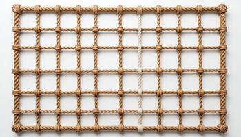 Rope grid in perfect square formation on white background. photo