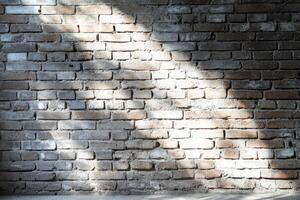 Lighting white on empty brick wall background. photo