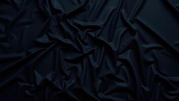Elegant black fabric draped and folded on a surface creating subtle shadows and texture in a well lit setting photo