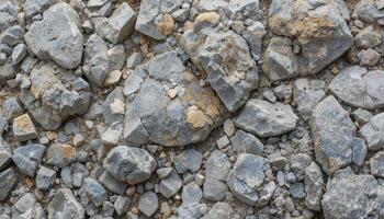 Macro shot of weathered mountain stone with gritty texture. photo