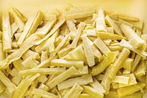 Boiled bamboo shoots sliced and teared photo