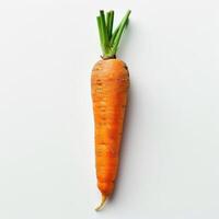 A bright orange carrot, showing the root at its tip. photo