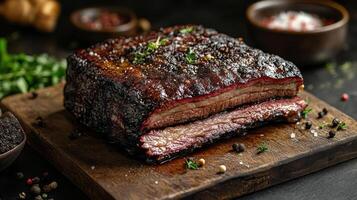 Smoked Brisket with herbs and spices photo