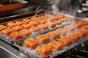 Steaming Orange-Colored Food in Trays photo