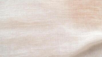 Close-Up of Soft Beige Linen Fabric Texture. Smooth Natural Surface photo