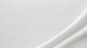 White Linen Fabric with Soft Fold. Minimalist Textile Background photo