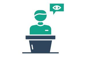 Witness icon. solid icon style. icon related to testimony and evidence. law elements illustration vector