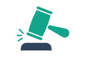 Gavel icon. solid icon style. icon related to finality of decisions. law elements illustration vector