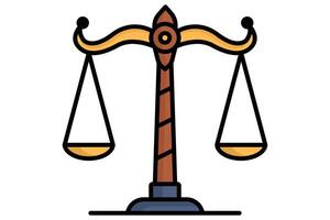 Scales of justice icon. colored outline icon style. icon related to fairness and impartiality. law elements illustration vector