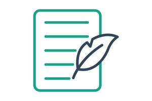 Quill icon. line icon style. icon related to finality of decisions. law elements illustration vector