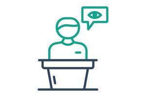 Witness icon. line icon style. icon related to testimony and evidence. law elements illustration vector