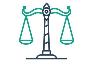 Scales of justice icon. line icon style. icon related to fairness and impartiality. law elements illustration vector