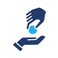 Hand Gives a Coin to the Other Hand colored icon design good for web or mobile app vector