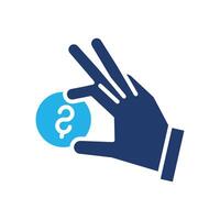 insert coin. hand hold coin colored icon design good for web or mobile app vector