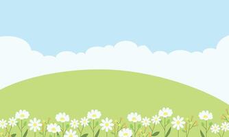Hello spring and blue sky background vector