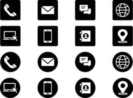 Black and White Icon Grid Representing Communication and Information Methods vector