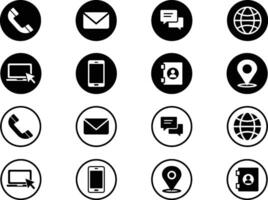 Black and White Icon Grid Representing Communication and Information vector