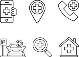 Clean Line Art Medical Icons Representing Modern Healthcare Access vector