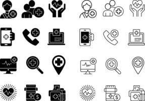 Modern Black and White Healthcare Icon Set for Digital and Print Applications vector