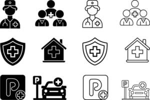 Black and White Healthcare Icon Set for Digital and Print Applications vector
