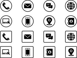 Minimalist Black and White Icon Grid Representing Communication and Information Methods vector