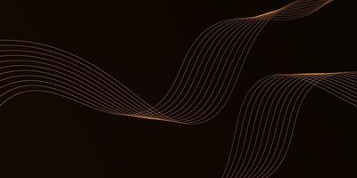 Dark background with modern gold wave lines abstract pattern. Luxury paper cut background. eps10 vector