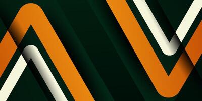 Modern abstract dark green background with simple geometric orange triangle pattern. Triangle shape design Futuristic technology concept. Suitable for business, brochure, website. eps10 vector
