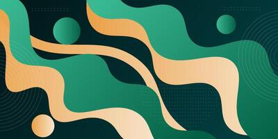 Green and orange geometric business banner design. Creative banner design with wave and line shape as template. Simple horizontal banner. Eps10 vector
