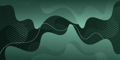 Green fluid geometric business banner design. Creative banner design with wave shapes and lines on colored background for template. Simple horizontal banner. eps10 vector