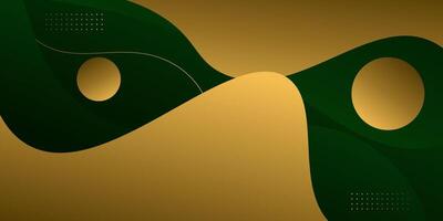 Green abstract background with wave pattern and golden lines isolated on textured background. eps10 vector