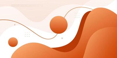 Colorful banner background with geometric wave elements and gradient orange color. Design with liquid shapes on white background. vector
