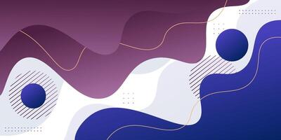 Blue and purple geometric business banner design. Creative banner design with wave and line shape as template. Simple design on white horizontal banner. vector