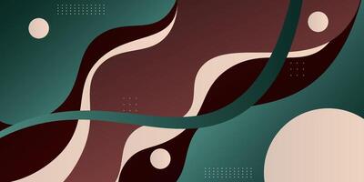 Abstract 3D wave art background design with green and brown color combination for design. Eps10 vector