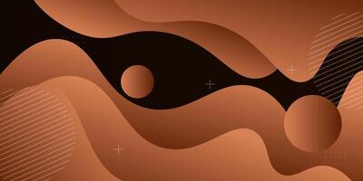 Abstract brown wave 3D background with shadow and circles. Dark brown gradient color on the background. eps10 vector
